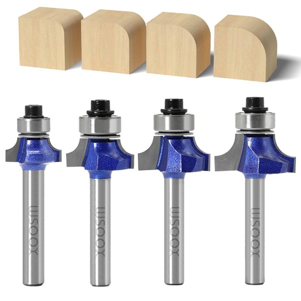 WSOOX 4-Piece Rounding Cutter Standard Milling Cutter Set for Wood