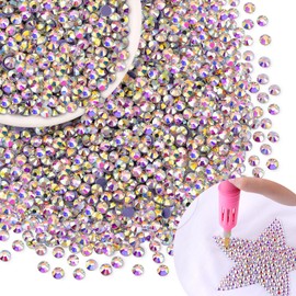 6000Pcs Hotfix Rhinestones for Clothing, Crystal AB SS12 Iron On Flatback Glass Gems, Bedazzler Crystals Rhinestones for Crafting Clothes Hats Shoes Fabric Bedazzling Decor Nail Art