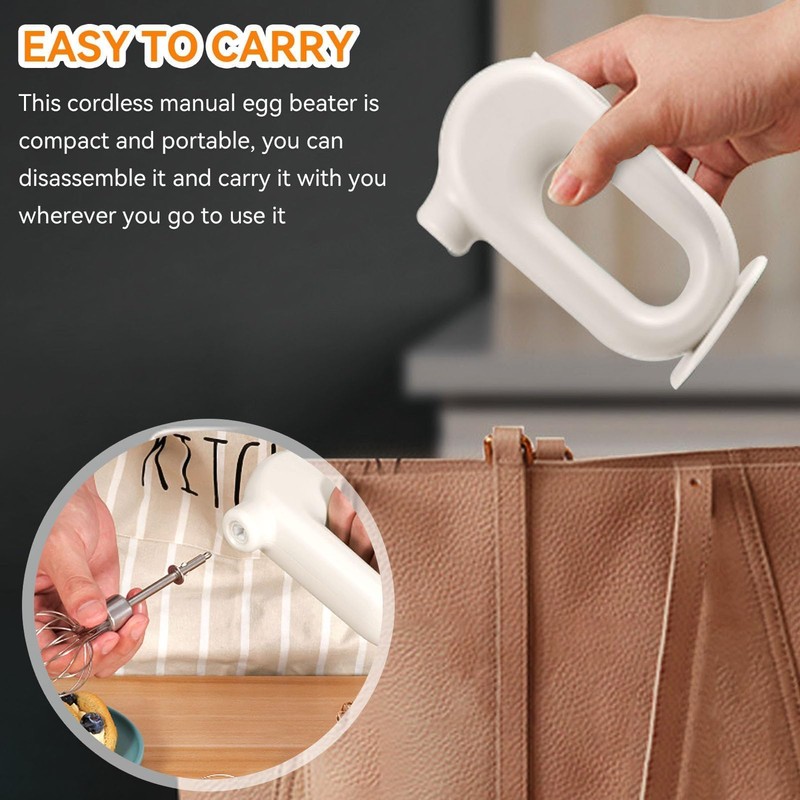 Cordless Hand Mixer, Handheld Egg Beater Electric Handheld 4 Speed