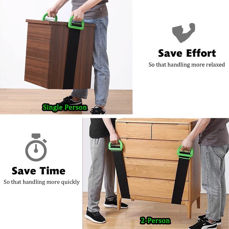 MAIYADUO 2 PACK Adjustable Lifting Moving Straps, Single or Multi-Person