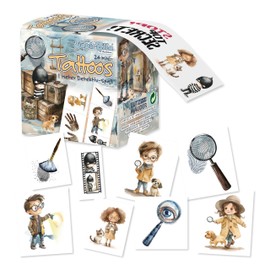 Lutz Mauder Skin-friendly children's tattoo meter box with 24 tattoos, children's tattoos made in Germany, removable skin tattoos with great TapirElla detective motifs, non-toxic