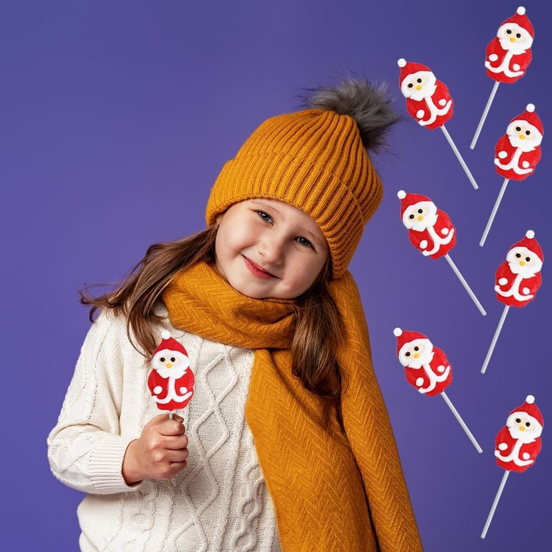 Christmas Santa Lollipop, Santa Clause, Candy Canes Suckers, Mixed Fruit