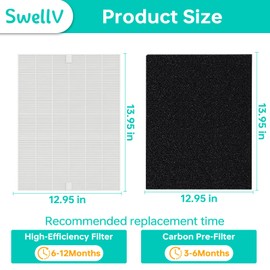 2 Pack AP-1512HHS Filters Replacement for Coway Airmega Air Purifier, Compatible with AP1512HHS, AP1512HH and 200M Air Purifier, 2 Filters + 2 Carbon Pre-Filters
