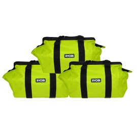 RYOBI Ryobi 18'' Green and Black Collapsible Tool Bag with Zipper Wide Mouth Case 3 Pack