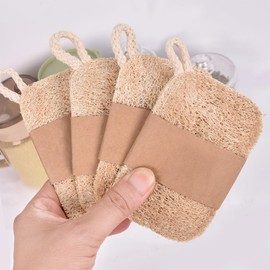 WANJICHENRUI Natural Loofah Brush Kitchen Sponge Loofah Scourer Dishwashing Kitchen Sponge Kitchen Sponge Antibacterial Natural Plant Fiber 4pcs