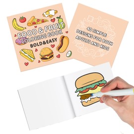 Fyeoxle 1Pack Food Coloring Books 8.3"x8.3" 40 Sheets Coloring Books Simple Stress Anxiety Relief Thick Paper No Bleeding Color Booklets for Food Theme Kids Rewards Prizes Party Supplies