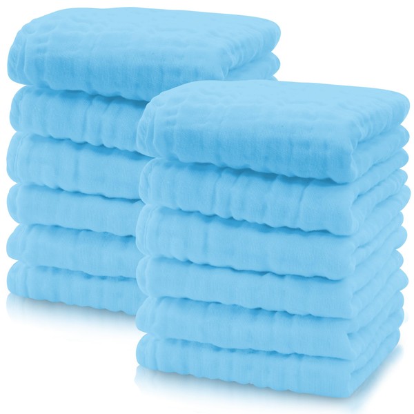 Cute Castle 12 Pack Muslin Baby Washcloths - Large 12''