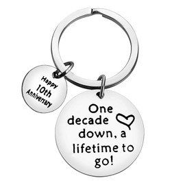 Xiahuyu 10th Wedding Anniversary Keychain Gift for Husband Wife 10 Year Anniversary Present for Him Her Christmas Birthday Valentines Day Gifts