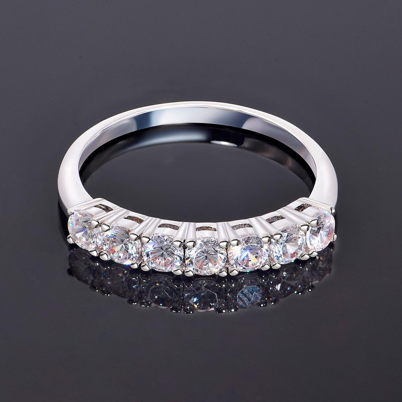 E 14K Gold Women Rings Rainbow Eternity Thumb Rings Band