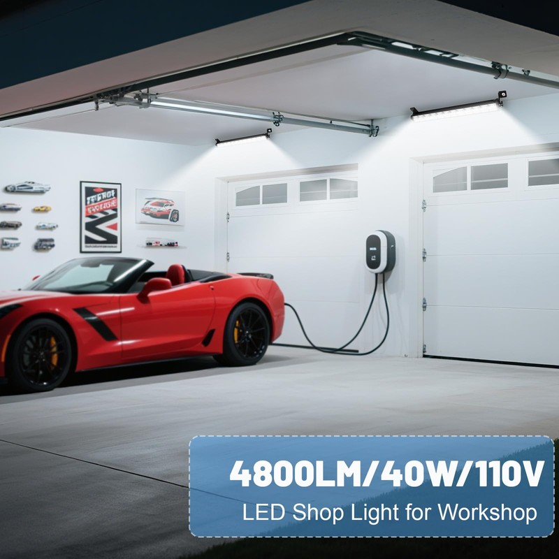 ycponggon 2 Pack 40W LED Shop Lights,6000K 4800LM Daylight White