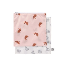LÄSSIG Wiederverwendbarer Aufbewahrungs-Beutel Snack Tasche 2 Stück/Snack Bag Little Forest Rabbit