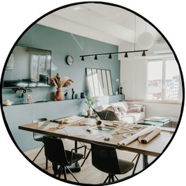 HBCY Creations Small Round Mirror, Black 16 inch Wall Mirror for Entryway, Bathroom, Living Room and More, Modern Minimalist Mirror for Both Rustic and Boho Design and Decor