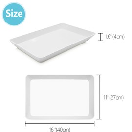 AMGBZT Serving Tray Platter, 4 Pcs Food Tray for Veggie Fruit Snack Dessert Cookie Cheese, Food Trays for Party Supplies Display, Plastic Platters for Serving Food, Large White Trays, BPA Free