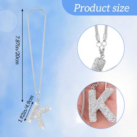 Bling Car Ornament Letter Charm Interior Cute Crystal Pendant Car Decorations Girly Rear View Mirror Hanging Accessories for Women Lucky Diamond Rhinestone Charm Auto Decoration (White K)