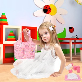 Bebamour Einhorn-Puppen-Wickeltasche mit Puppen-Zubehör Modische Kindertasche für Mädchen(bag and Accessories)