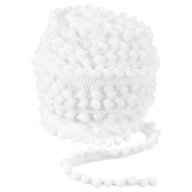 uxcell 10 Yards Pom Pom Ball Fringe Trim, Ribbon Sewing Accessory DIY Crafts for Home Curtain Clothes Pillow Decoration (5mm, White)