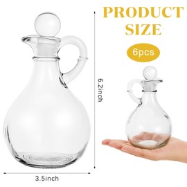 Suclain 6 Sets 12oz Glass Oil and Vinegar Cruets Set Round Oil Dispenser Olive Bottle with Airtight Stopper Salad Dressing Bottle Glass Condiment Container for Kitchen Homemade Syrup Olive Condiment