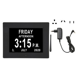 Digital Day Clock 7 Inch Auto Dimmable Clock with Unabbreviated Year Month Alarm Clock for Elderly 110‑240V AU Plug