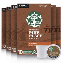 Starbucks Medium Roast K-Cup Coffee Pods — Pike Place Roast for Keurig Brewers — 6 boxes (60 pods total)