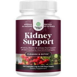 Advanced Kidney Support Supplement - Kidney Cleanse Detox & Repair Cranberry Extract Capsules with Uva Ursi, Stinging Nettle & Astragalus for Kidney Health - Urinary Tract Health - 240 Caps