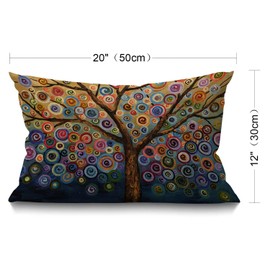 BGBDEIA Love Tree Color Rainbow Candys Wave Polka Dot Cute Adorable Farmhouse Cushion Cover 12x20 Inch,Home Decorative Throw Pillow Case Pillow Cover,Home Gifts,Housewarming Gift 30 x 50 cm