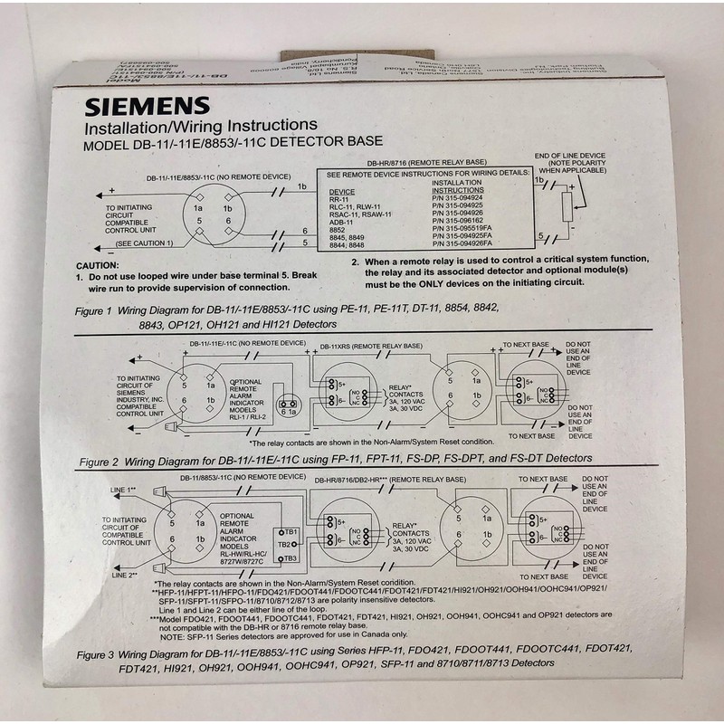 SIEMENS DB-11 - Fire Alarm Low Profile Surface Mount Detector