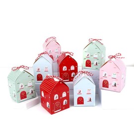 24pcs Advent Calendar Boxes DIY Christmas Advent Calendar House-shaped Boxes for Gifts Treats and Candys