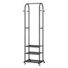 Hall Tree with Wheels and Hanging Hooks,Heavy-Duty Metal Coat Rack