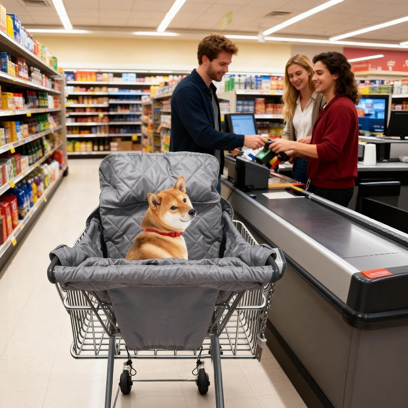 Wibeelee Portable Dogs Shopping Cart Cover Quilting Grocery Cart Cover