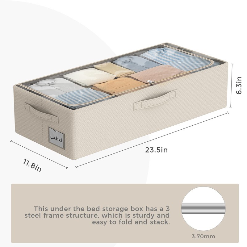 Under Bed Storage Bins Frame Storage Box Oxford Fabric Sturdy