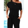 KIRUNDO Black Jumpsuits for Women Casual Summer Loose One Piece