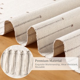 Betylifoy Macrame Table Runner Boho Table Runners Beige Rustic Coffee Table Cloth with Tassels Hand Woven Table Cover for Dining Table Wedding Party Decor (Khaki, 13x71IN)