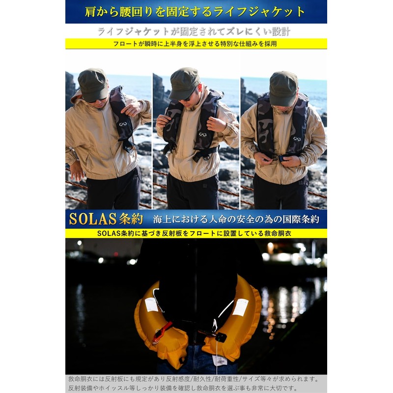 JES-BASARO B-Life-Jac-TYPE-J-MN/AT Automatic Inflatable Life Jacket, Life-saving Device, Compatible with