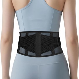 TitanGuard Ultra-Thin & Lightweight Back Brace for Lower Back Pain,Sciatica,Scoliosis,Slipped Disc- Breathable & Adjustable Back Brace Belt for Women and Men under clothes,Black.