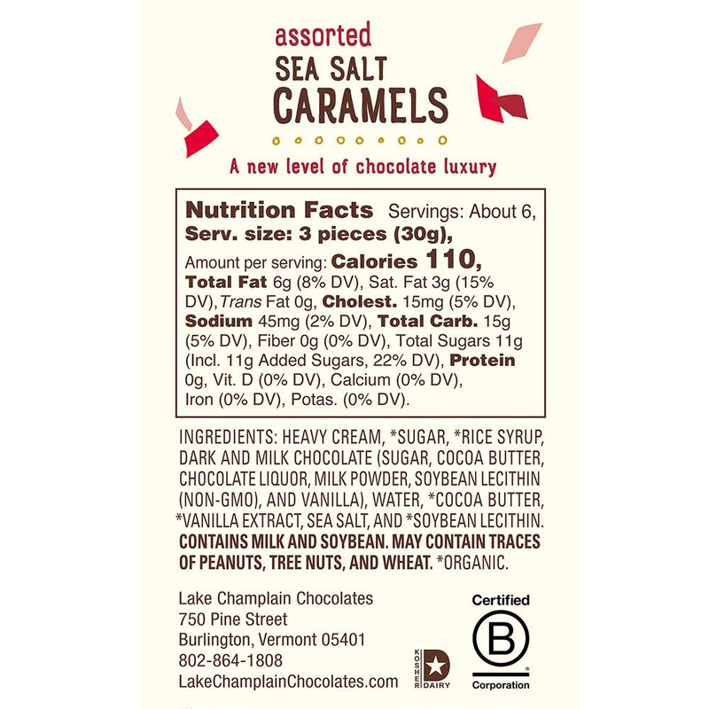 Lake Champlain Chocolates Assorted Sea Salt Caramels, 20 Pieces, 7