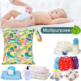 HOTLIKE Nappy Bag, Pack of 2 Wetbag, Wet Bags, Changing Bag, Laundry Bag, Cloth Nappy Bags, Reusable Waterproof Organiser, Wet Bag, Dry Wet Bags, Fitness, Travel, Beach (Fruit)