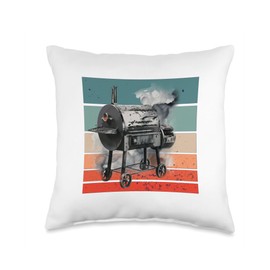 Smoker Grill Barbecue Smoker Outdoor Cooking Grilling Season Throw Pillow