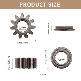 Jwodo Steering Shaft Pinion Gear & Bushing Kit - Replacement for MTD 717-1554, 941-0656A, 741-0656A - 11 Teeth, Splined Bore - Compatible with Cub Cadet LT1042 LT1045 LT1050, Toro 112-0863