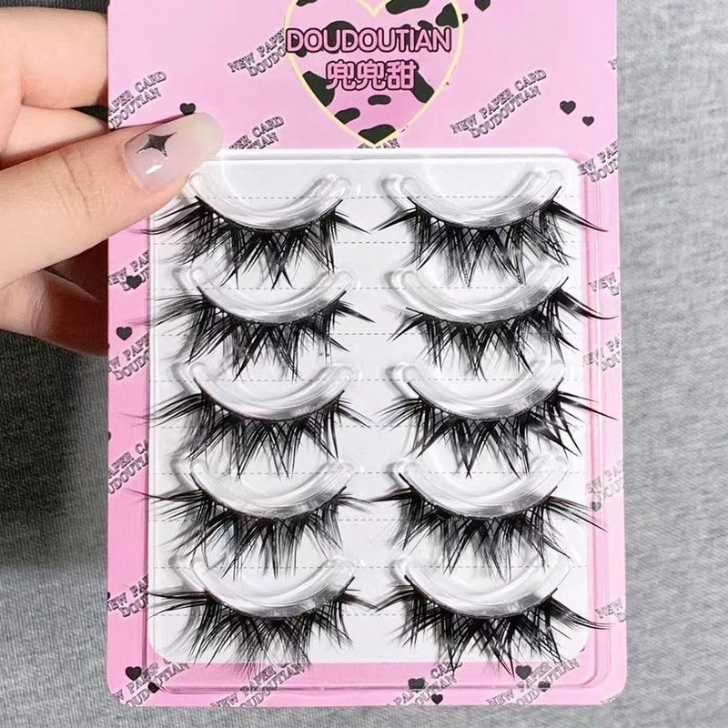 5 Pairs Wet Eyelashes False Eyelashes Japanese Thick Anime False