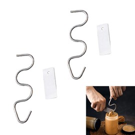 Wangjue 2pcs Stainless Steel Peanut Butter Mixer Tool, Stirrer with Scraper, Multipurpose Butter & Jam Mixing Tool