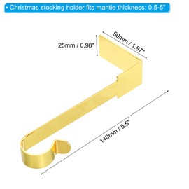 PATIKIL Christmas Stocking Holders, 6pcs Stocking Holder Stand Metal Hooks Reusable Right Angle for Fireplace Indoor Decorations Garland, Gold