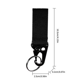 Pack of 2 Belt Clip, Key Chain, Tactical Belt, Police Accessories, Carabiner Key Holder, with Hooks, Belt Key Holders, Nylon Belt Loop, for Car Keys, Backpack, Outdoor Camping Trailers, black