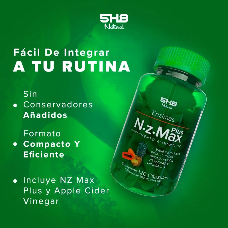 5h8 Nz Max 120 Capsulas Enzimas Digestiva Salud Digestivas Sin