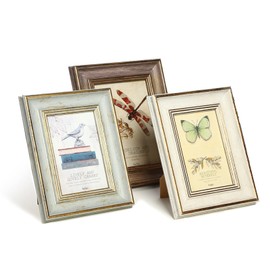 XUANLUO 3 Pack 5x7 Inch Farmhouse Rustic Picture Frame Sets Distressed Farmhouse Plastic Frame with Plexiglass for Wall Mount or Tabletop Display (Multicolour, 5x7-3pcs)