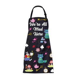 We're All Mad Here Alice Gifts Apron Alice Movie Fans Gifts Alice Fairy Tale Gifts Alice Cooking Kitchen Apron with Pockets