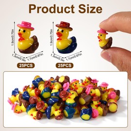 50pcs Mini Resin Cowboy Ducks, Tiny Small Cowboy Sheriff Resin Duck Figurine Miniature Garden Decor for Home Office Car Dashboard Decor Festive Gift (Brown, Pink)