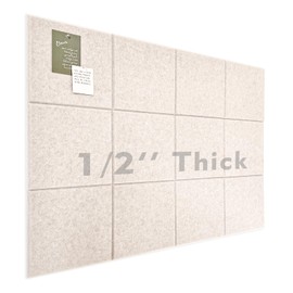Large Cork Board for Office Wall Decor,48"x36"-12 Pack Felt Wall Tiles with 35 Push Pins, Thicker 0.47in, Felt Bulletin Board Pin Board Cork Boards for Walls - Beige