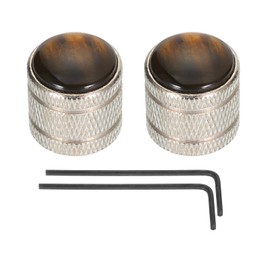 MECCANIXITY Dome Knobs Guitar Knob 6mm Abalone Top Silver Metal Volume Tone Control for Electric Guitar Bass with Inner Hexagon Spanner Pack of 2