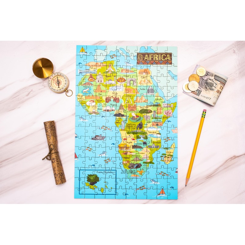 Terra Puzzles Africa Map Wooden Jigsaw Puzzle 152 Piece, 10x15