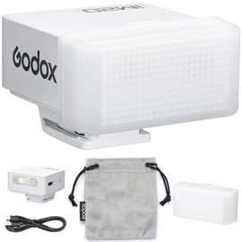 Godox IM20 Mini Flash with Diffuser for Canon, Nikon, Sony, Fuji, Olympus Single-Contact Hotshoe Cameras – Built-in USB-C Charging Battery, 230 Flashes, 5-Level Power Adjustment, White